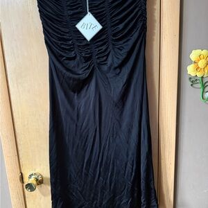 Black Ruched Maxi Skirt for Cocktail Events